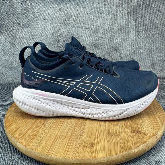 ASICS Gel-Nimbus 25 Shoes Womens Size 11.5 Wide Navy Running PureGEL 1012B437 - Picture 1 of 10